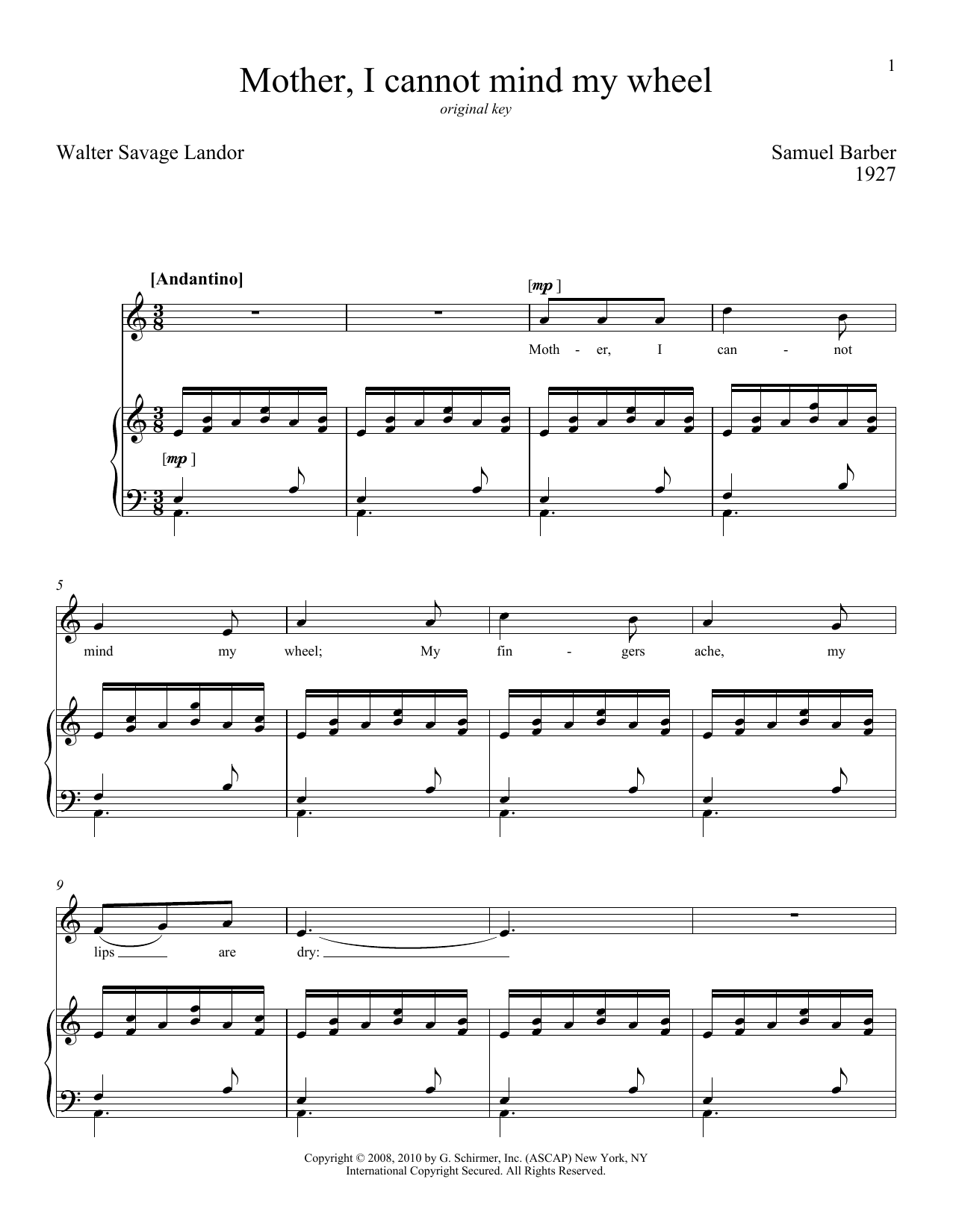 Richard Walters Mother, I Can Not Mind My Wheel sheet music notes and chords arranged for Piano & Vocal