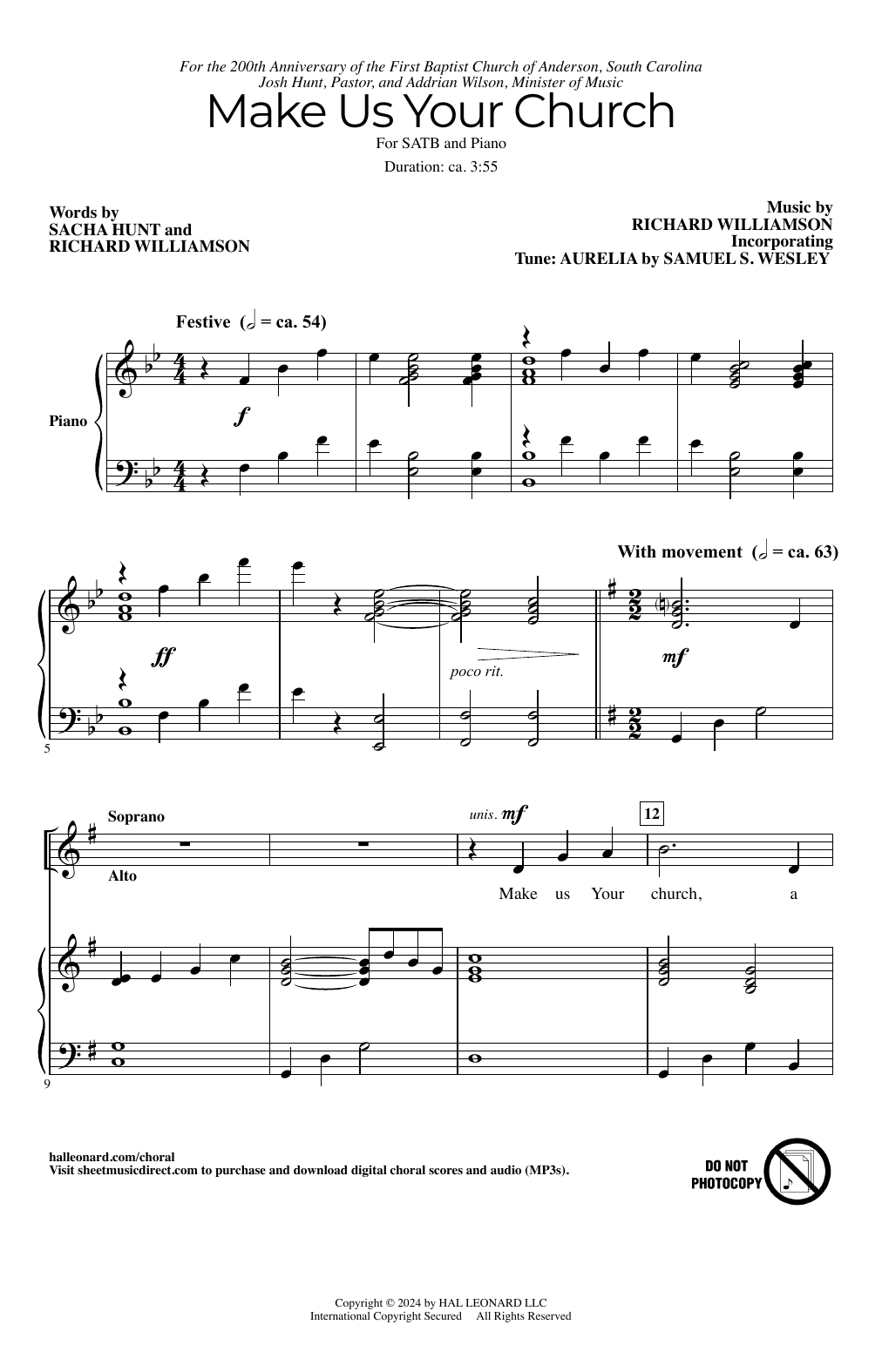 Richard Williamson and Sacha Hunt Make Us Your Church sheet music notes and chords arranged for SATB Choir