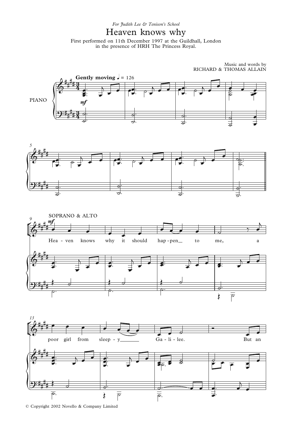 Richard & Thomas Allain Heaven Knows Why sheet music notes and chords arranged for Piano, Vocal & Guitar Chords