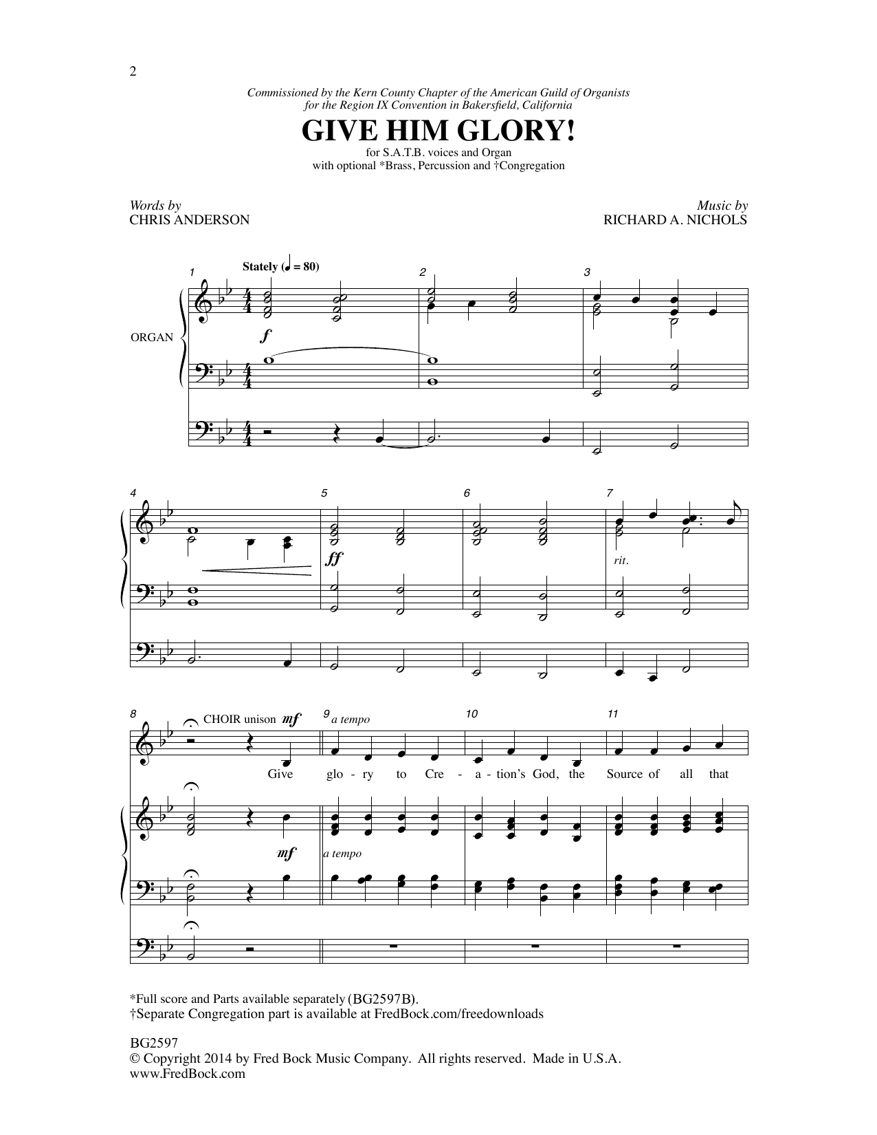 Richard A. Nichols Give Him Glory! sheet music notes and chords arranged for SATB Choir