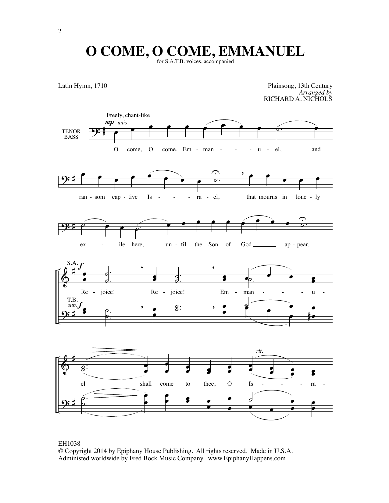 Richard A. Nichols O Come, O Come, Emmanuel sheet music notes and chords arranged for SATB Choir