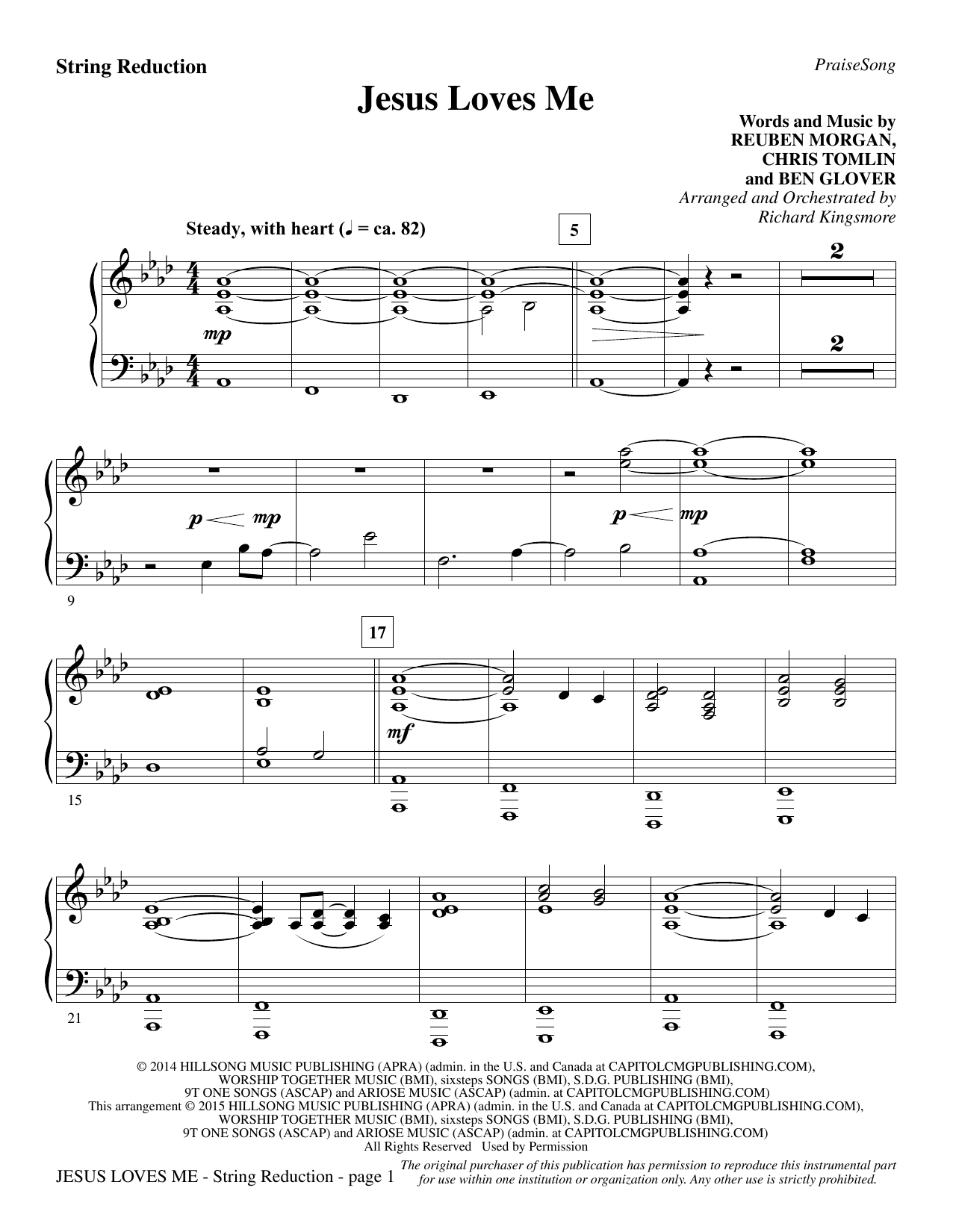 Richard Kingsmore Jesus Loves Me - Keyboard String Reduction sheet music notes and chords. Download Printable PDF.