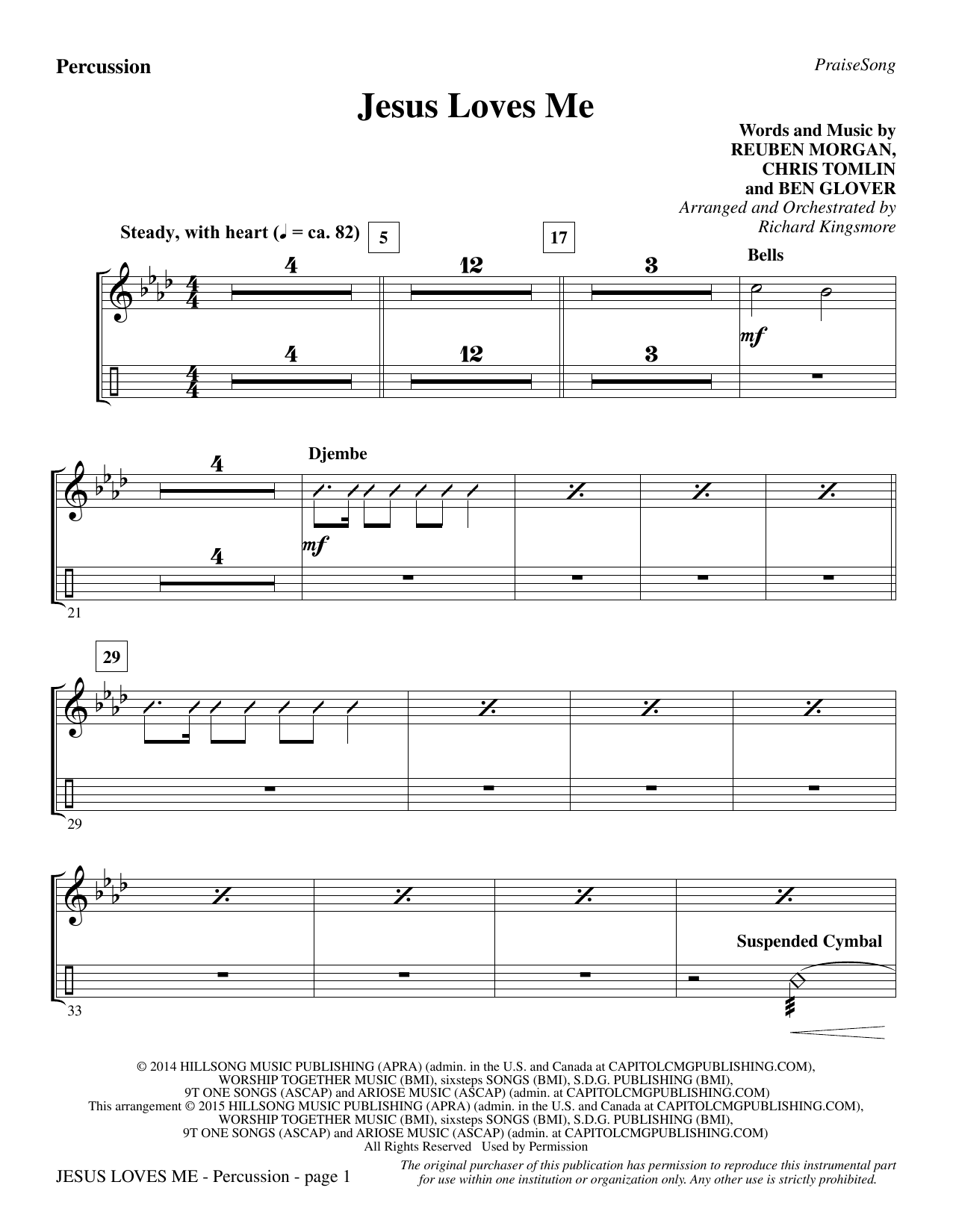 Richard Kingsmore Jesus Loves Me - Percussion sheet music notes and chords. Download Printable PDF.