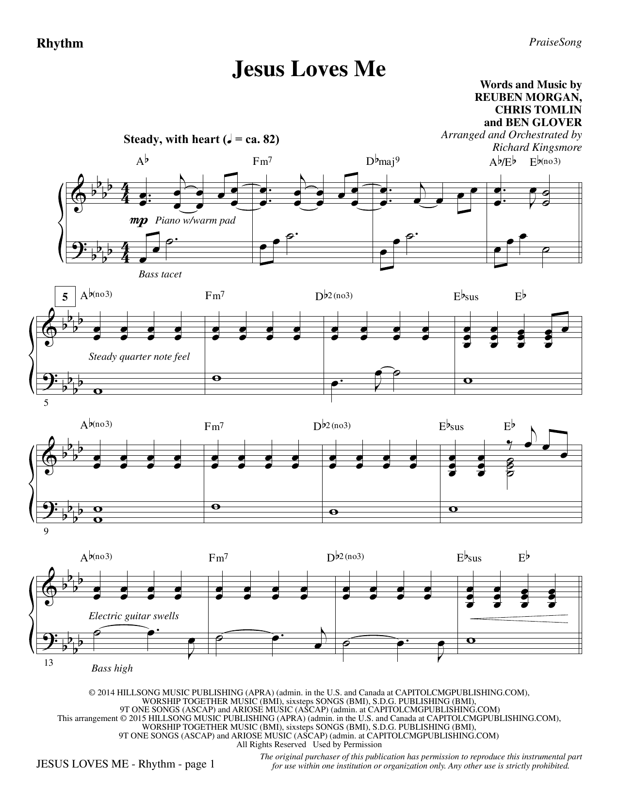 Richard Kingsmore Jesus Loves Me - Rhythm sheet music notes and chords. Download Printable PDF.