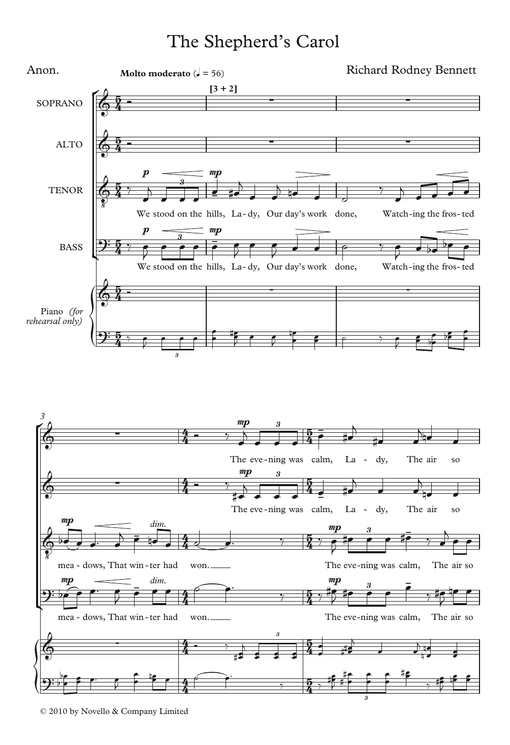 Richard Rodney Bennett The Shepherd's Carol sheet music notes and chords arranged for SATB Choir