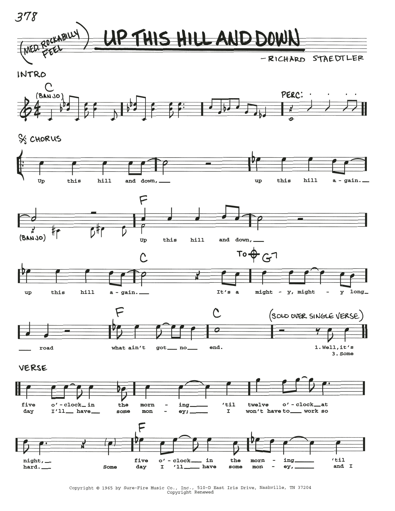 Richard Staedtler Up This Hill And Down sheet music notes and chords. Download Printable PDF.