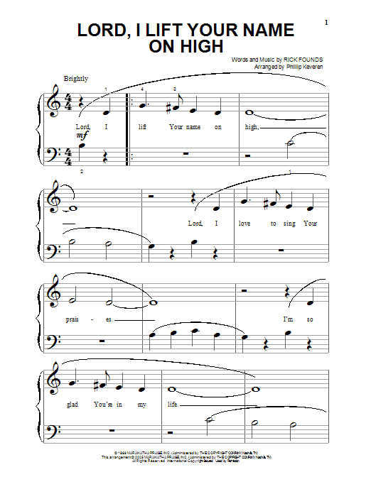 Rick Founds Lord, I Lift Your Name On High (arr. Phillip Keveren) sheet music notes and chords arranged for Piano Duet