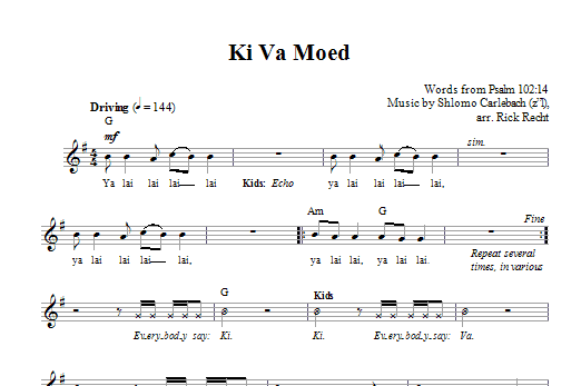 Rick Recht Ki Va Moed sheet music notes and chords arranged for Lead Sheet / Fake Book