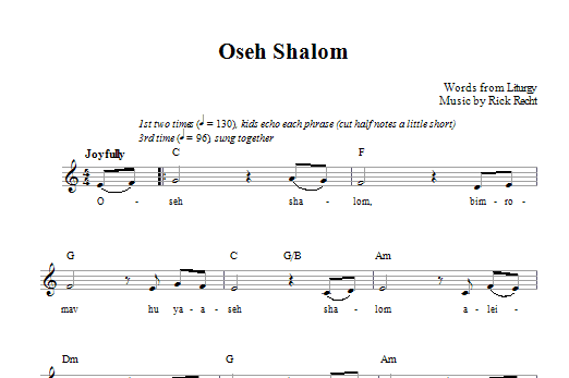 Rick Recht Oseh Shalom sheet music notes and chords arranged for Lead Sheet / Fake Book