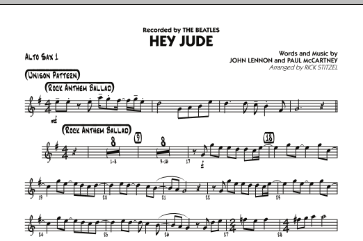 Rick Stitzel Hey Jude - Alto Sax 1 sheet music notes and chords. Download Printable PDF.