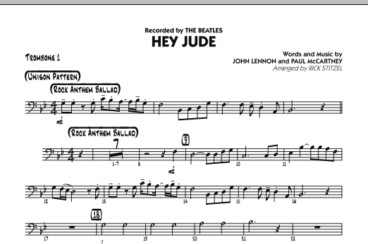 Rick Stitzel Hey Jude - Trombone 1 sheet music notes and chords. Download Printable PDF.
