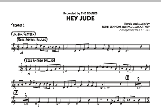Rick Stitzel Hey Jude - Trumpet 1 sheet music notes and chords. Download Printable PDF.
