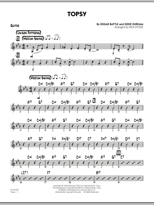 Rick Stitzel Topsy - Guitar sheet music notes and chords. Download Printable PDF.
