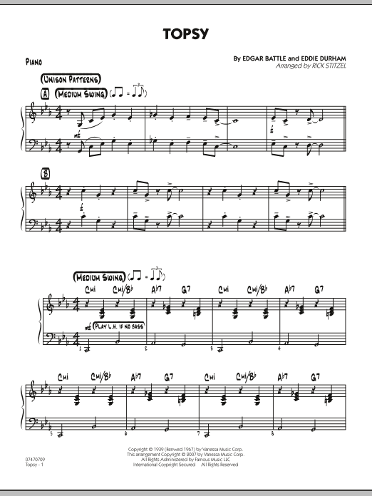 Rick Stitzel Topsy - Piano sheet music notes and chords. Download Printable PDF.