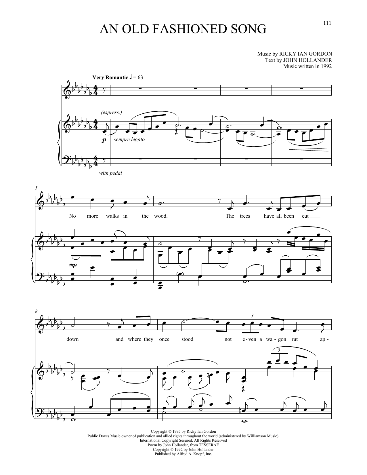 Ricky Ian Gordon An Old Fashioned Song sheet music notes and chords arranged for Piano & Vocal