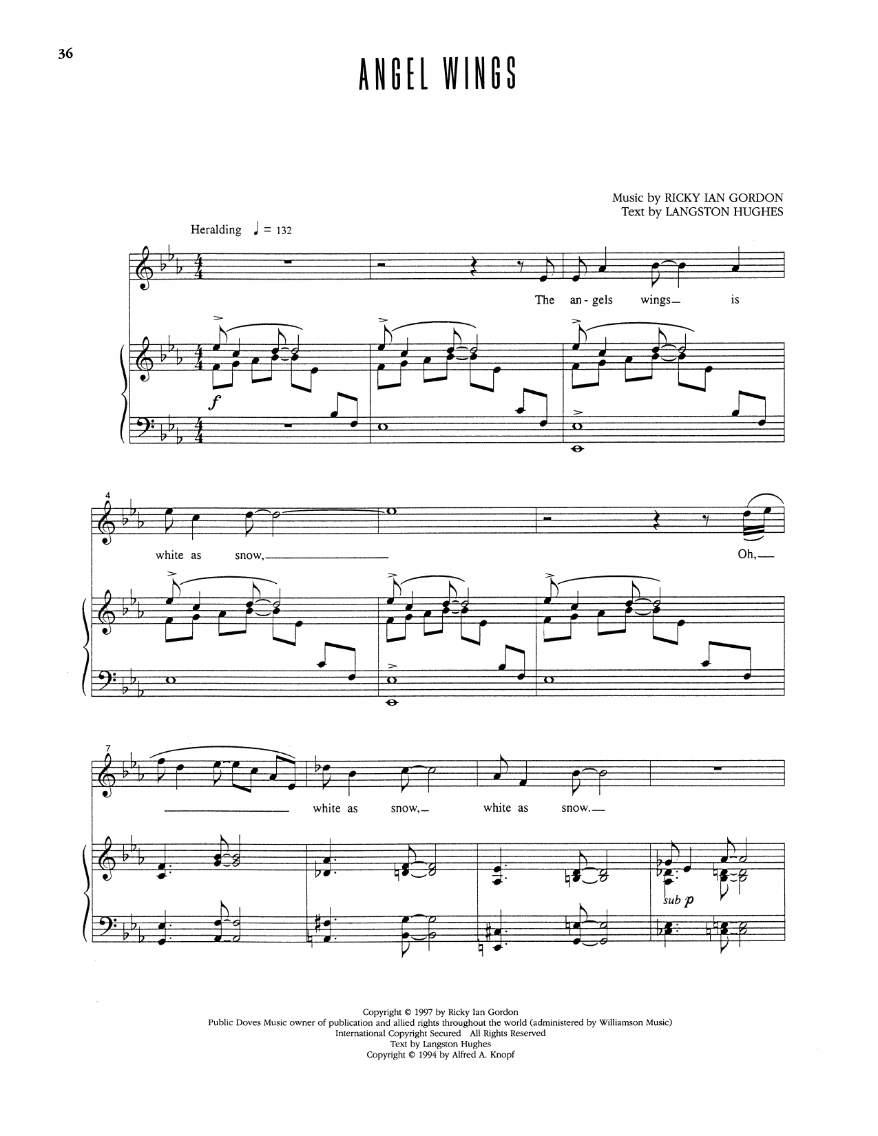Ricky Ian Gordon Angel Wings sheet music notes and chords arranged for Piano & Vocal