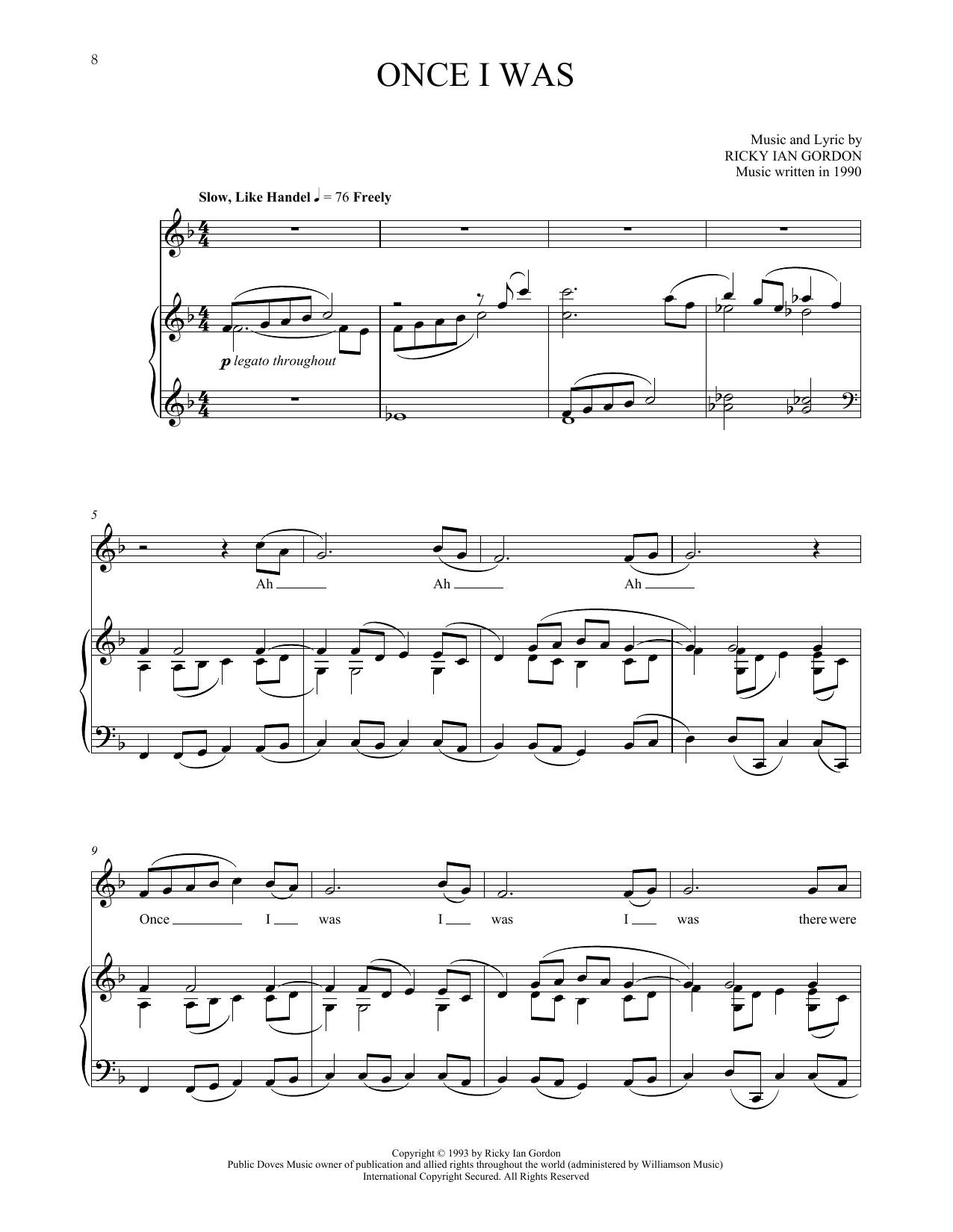 Ricky Ian Gordon Once I Was sheet music notes and chords arranged for Piano & Vocal
