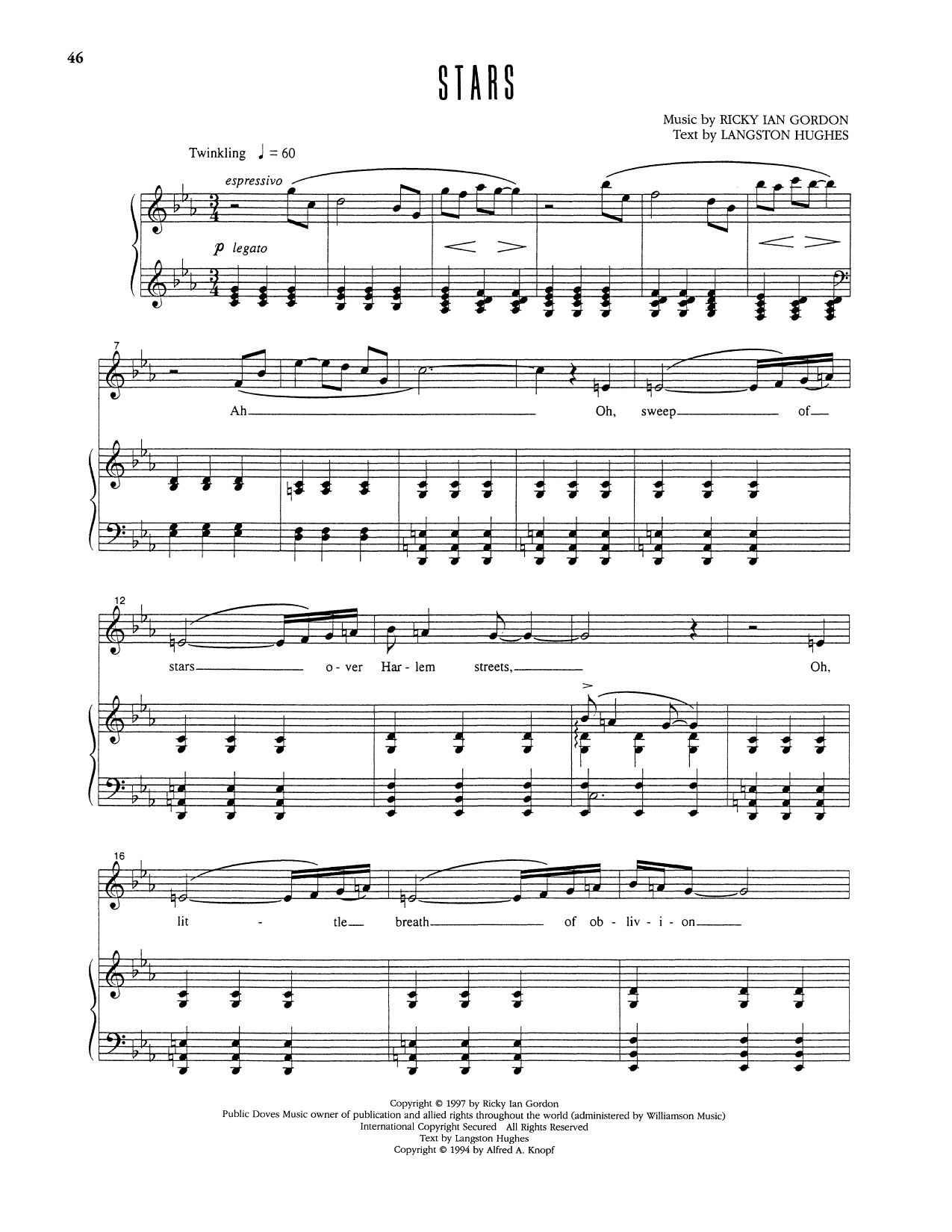 Ricky Ian Gordon Stars sheet music notes and chords arranged for Piano & Vocal