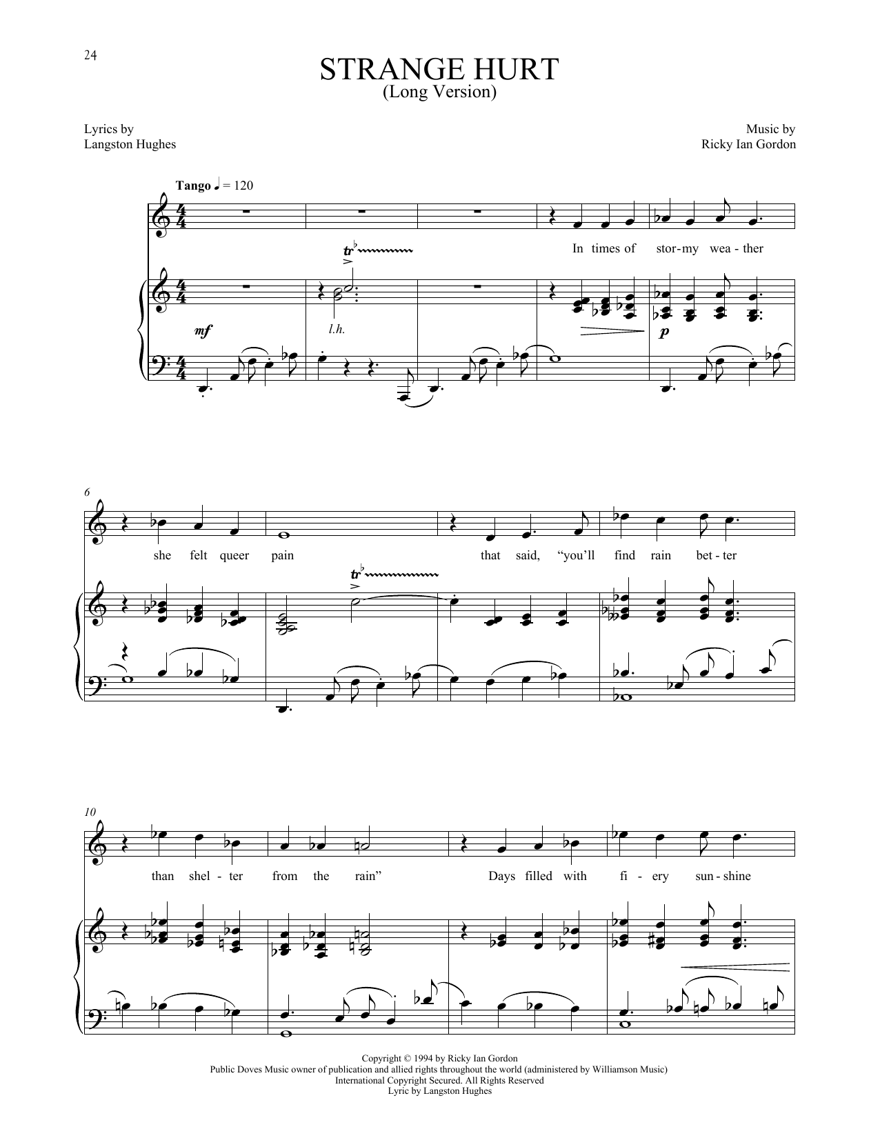 Ricky Ian Gordon Strange Hurt [Long version] sheet music notes and chords arranged for Piano & Vocal