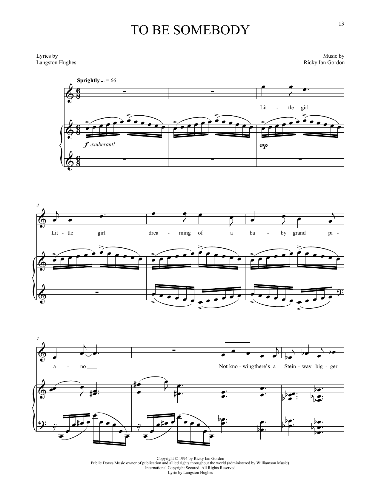Ricky Ian Gordon To Be Somebody sheet music notes and chords arranged for Piano & Vocal