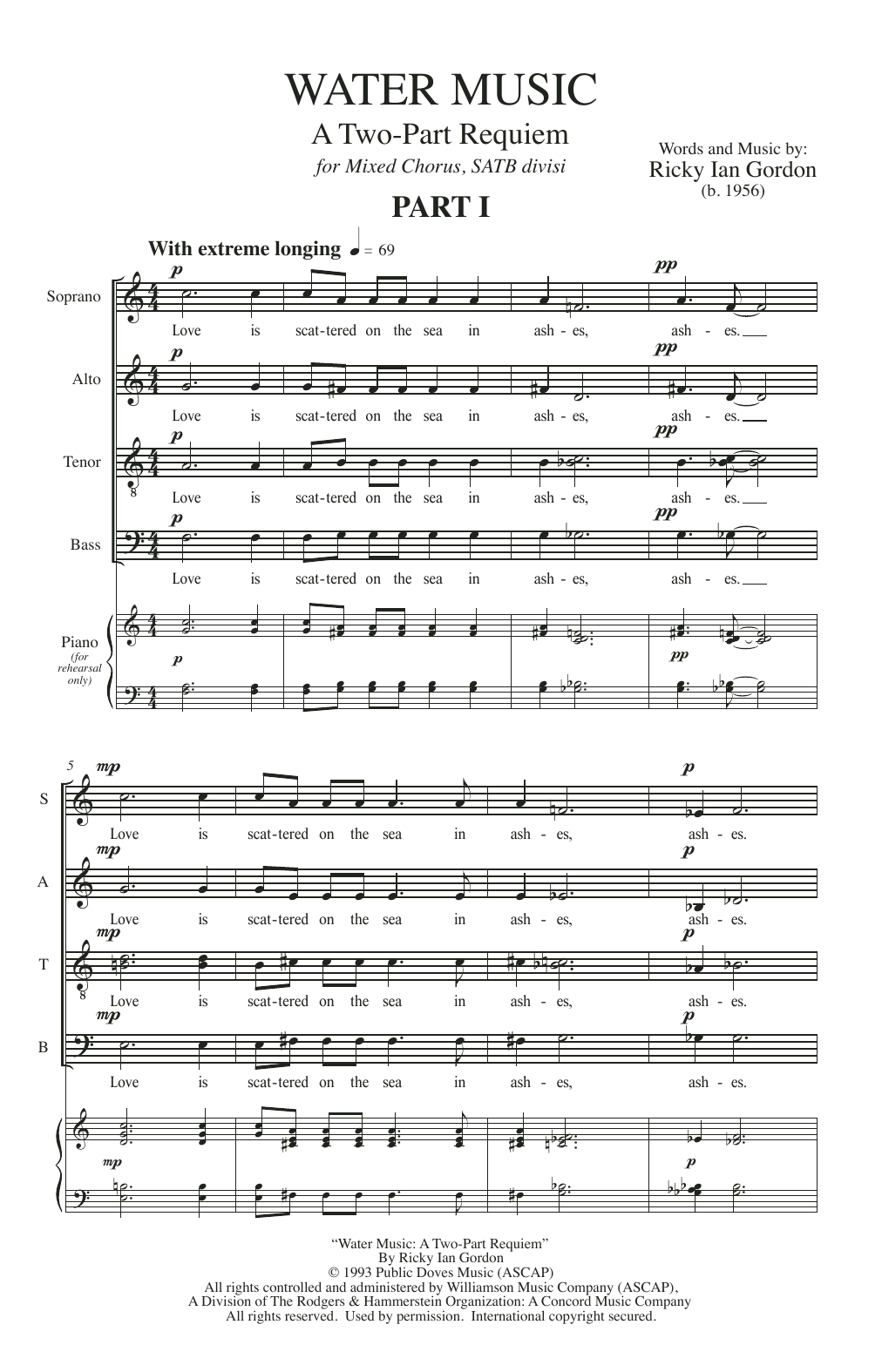 Ricky Ian Gordon Water Music sheet music notes and chords arranged for SATB Choir
