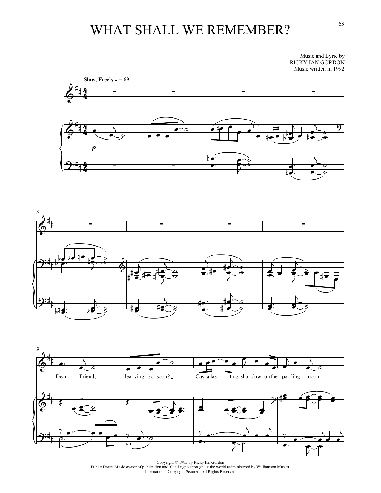 Ricky Ian Gordon What Shall We Remember? sheet music notes and chords arranged for Piano & Vocal