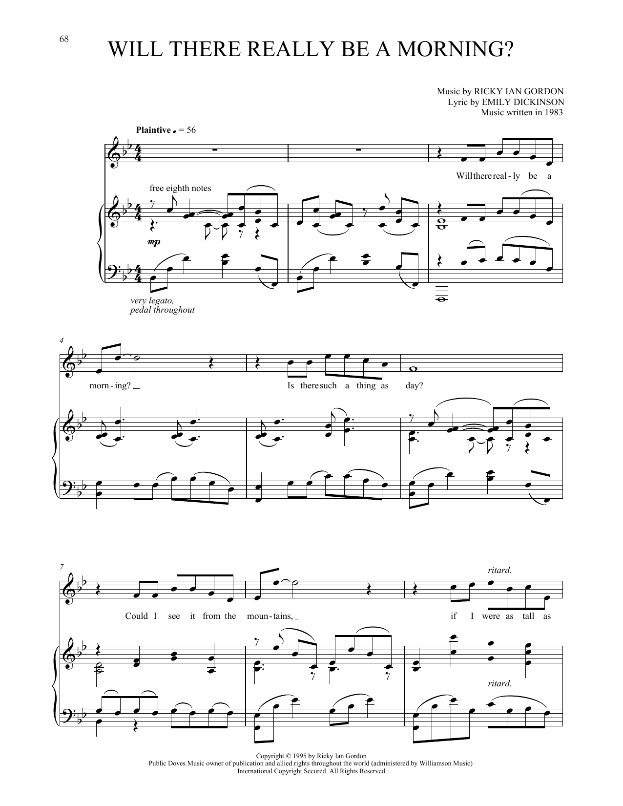 Ricky Ian Gordon Will There Really Be A Morning? sheet music notes and chords arranged for Piano & Vocal