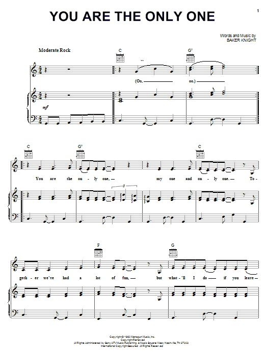 Ricky Nelson You Are The Only One sheet music notes and chords arranged for Piano, Vocal & Guitar Chords (Right-Hand Melody)