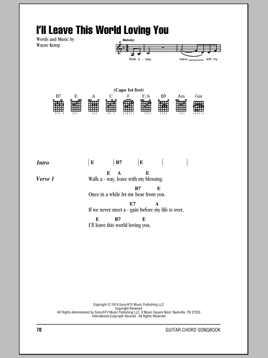 Ricky Van Shelton I'll Leave This World Loving You sheet music notes and chords arranged for Lead Sheet / Fake Book