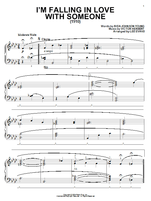 Rida Johnson Young I'm Falling In Love With Someone sheet music notes and chords arranged for Piano Solo