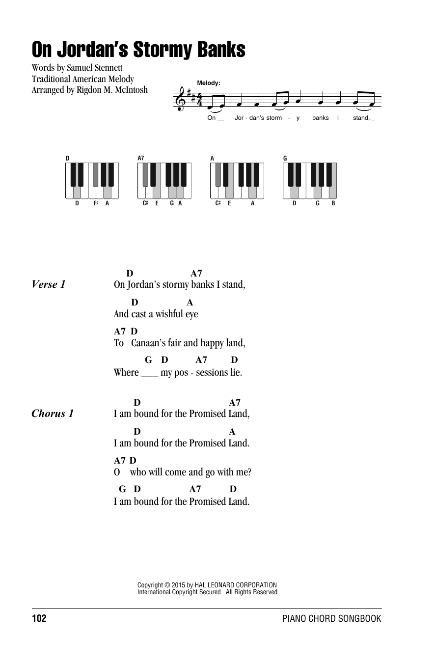 Rigdon M. McIntosh On Jordan's Stormy Banks sheet music notes and chords arranged for Piano Chords/Lyrics