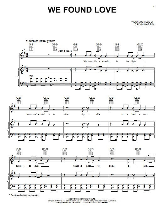 Rihanna featuring Calvin Harris We Found Love sheet music notes and chords arranged for French Horn Solo