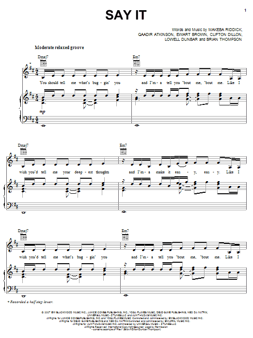 Rihanna Say It sheet music notes and chords arranged for Piano, Vocal & Guitar Chords (Right-Hand Melody)