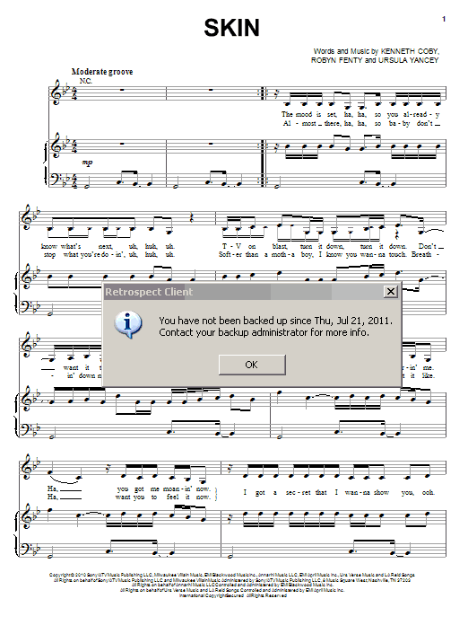 Rihanna Skin sheet music notes and chords arranged for Piano, Vocal & Guitar Chords (Right-Hand Melody)