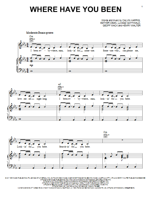 Rihanna Where Have You Been sheet music notes and chords arranged for Piano, Vocal & Guitar Chords (Right-Hand Melody)