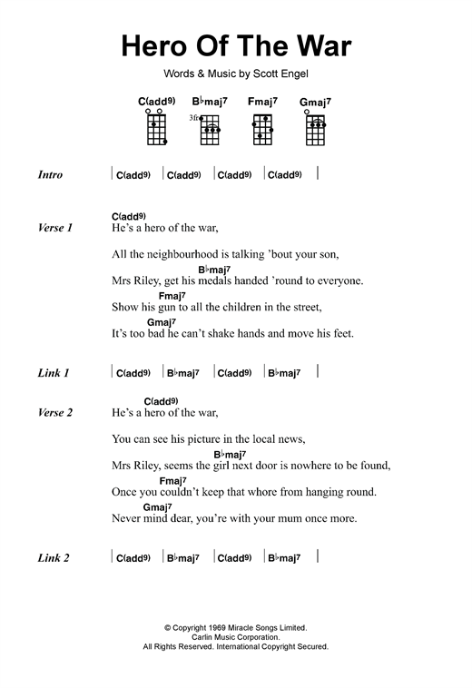 Rise Against Hero Of The War sheet music notes and chords arranged for Ukulele