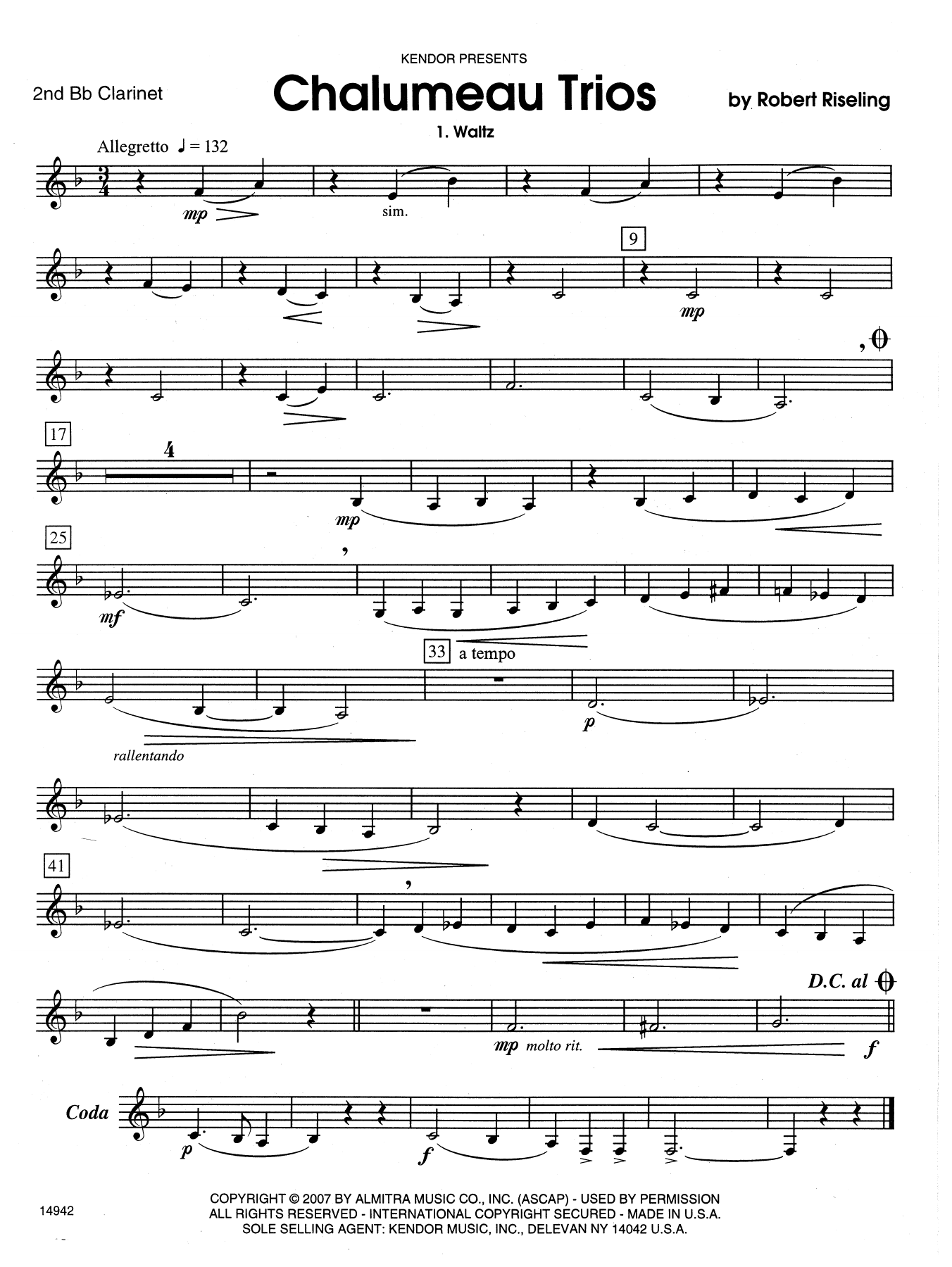 Riseling Chalumeau Trios - 2nd Bb Clarinet sheet music notes and chords. Download Printable PDF.