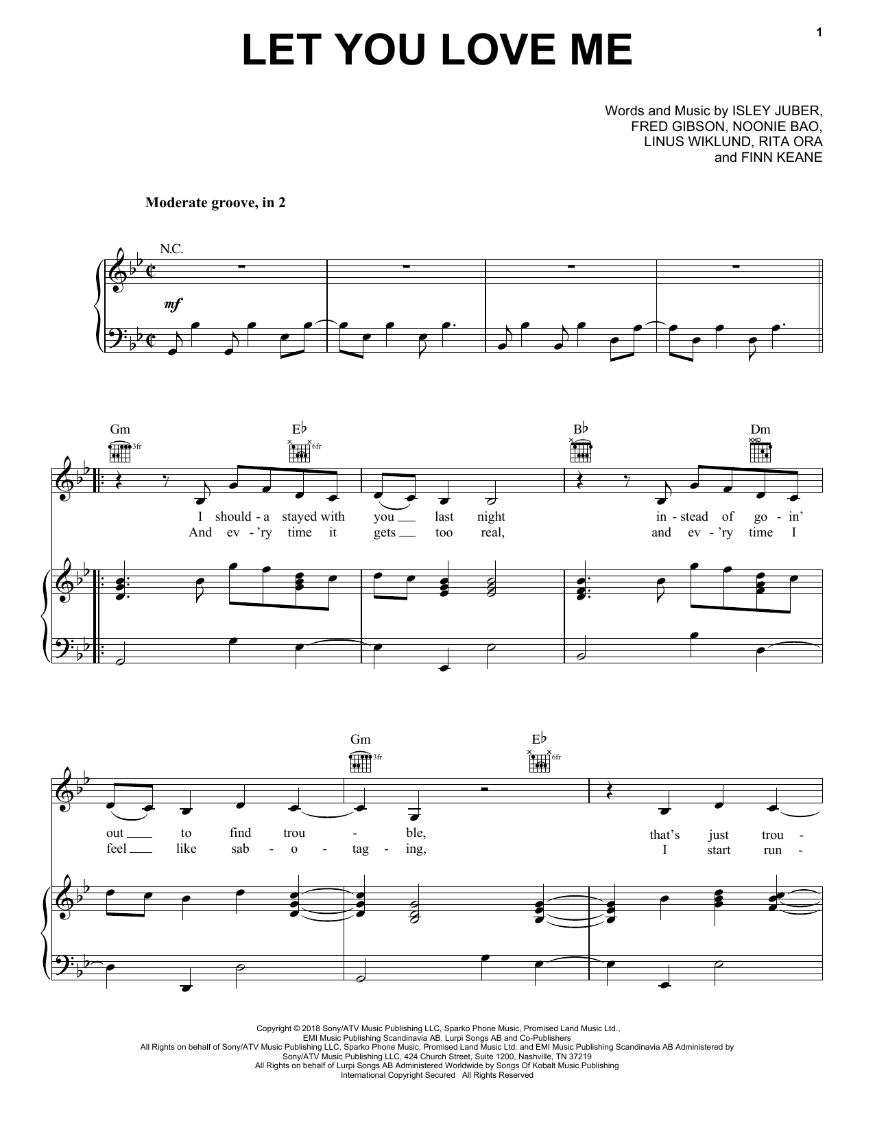Rita Ora Let You Love Me sheet music notes and chords arranged for Piano, Vocal & Guitar Chords (Right-Hand Melody)