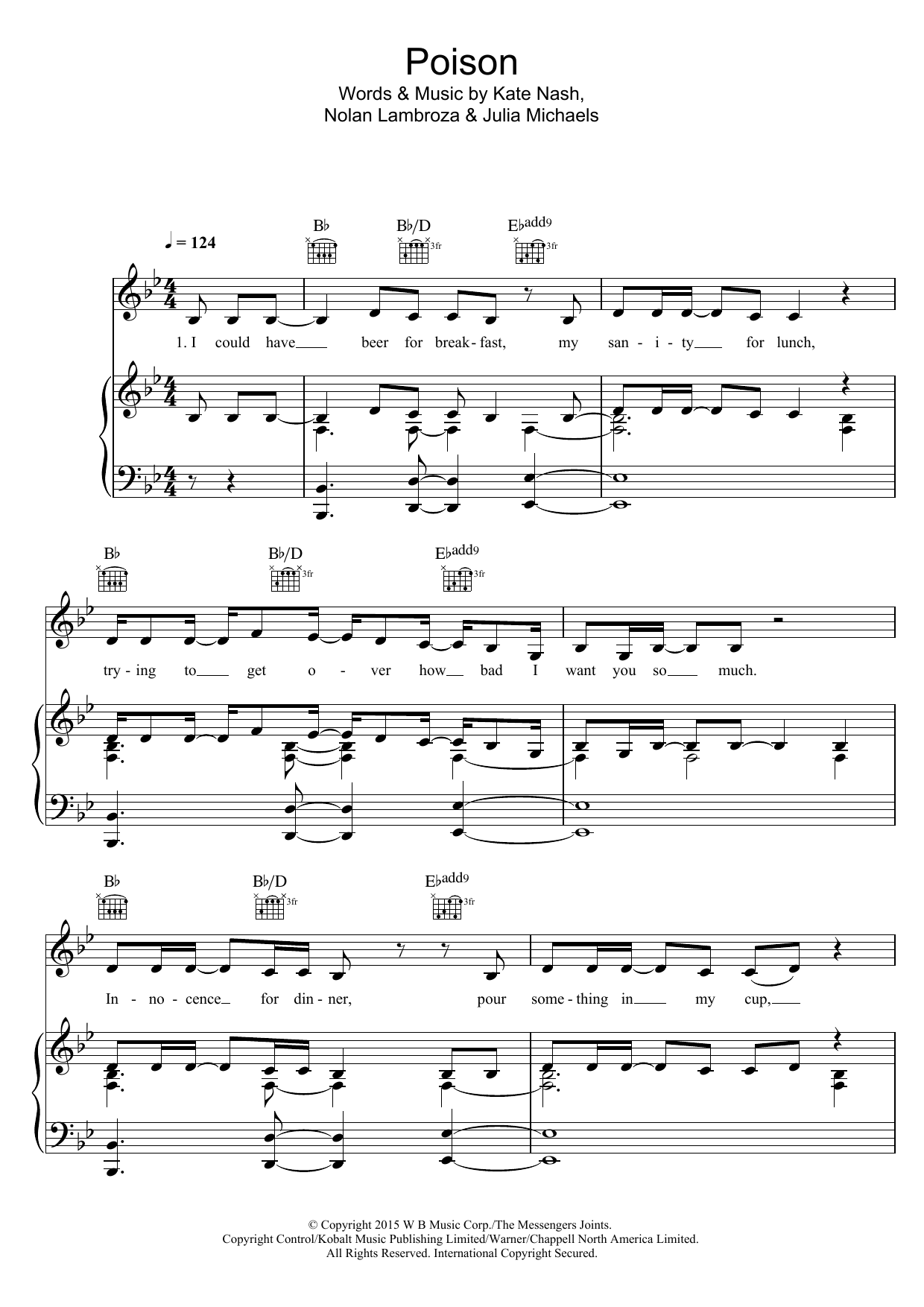 Rita Ora Poison sheet music notes and chords arranged for Piano, Vocal & Guitar Chords
