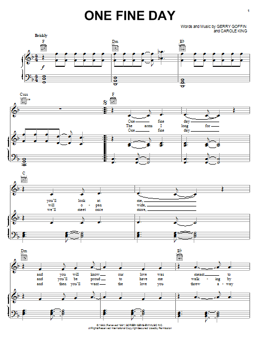 Rita Coolidge One Fine Day sheet music notes and chords. Download Printable PDF.