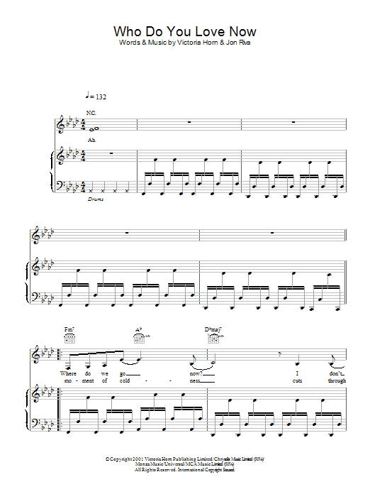 Riva Who Do You Love Now sheet music notes and chords arranged for Piano, Vocal & Guitar Chords