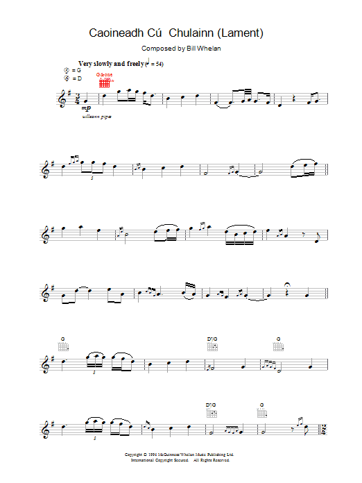 Riverdance Caoineadh Chú Chulainn sheet music notes and chords arranged for Piano Solo