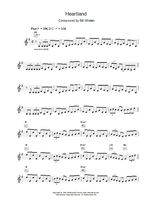 Riverdance Heartland sheet music notes and chords arranged for Piano Solo