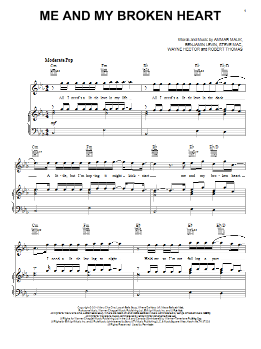 Rixton Me And My Broken Heart sheet music notes and chords arranged for Guitar Chords/Lyrics