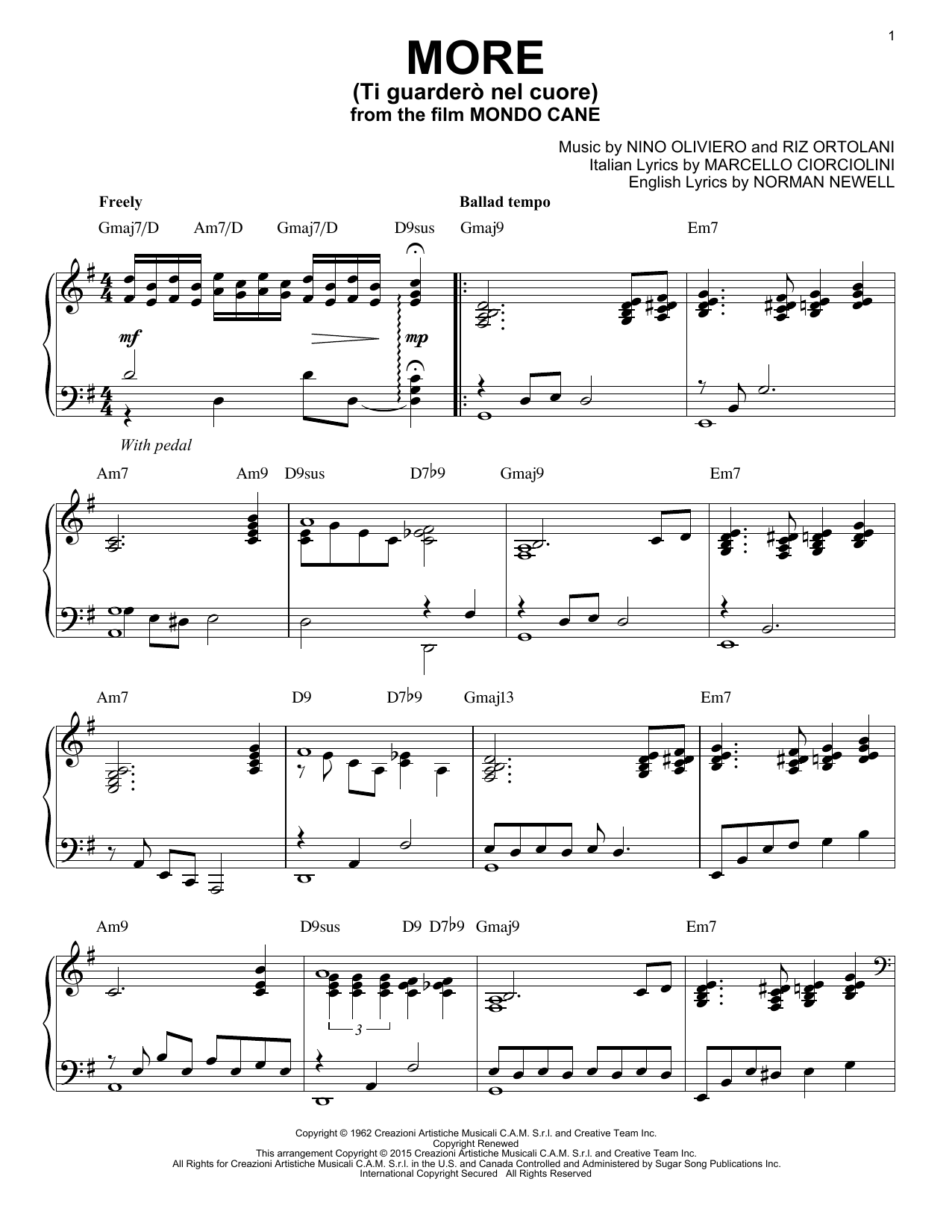 Riz Ortolani More (Ti Guarderò Nel Cuore) [Jazz version] (arr. Brent Edstrom) sheet music notes and chords arranged for Piano Solo