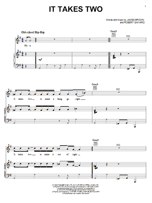 Rob Base & DJ EZ Rock It Takes Two sheet music notes and chords arranged for Piano, Vocal & Guitar Chords (Right-Hand Melody)