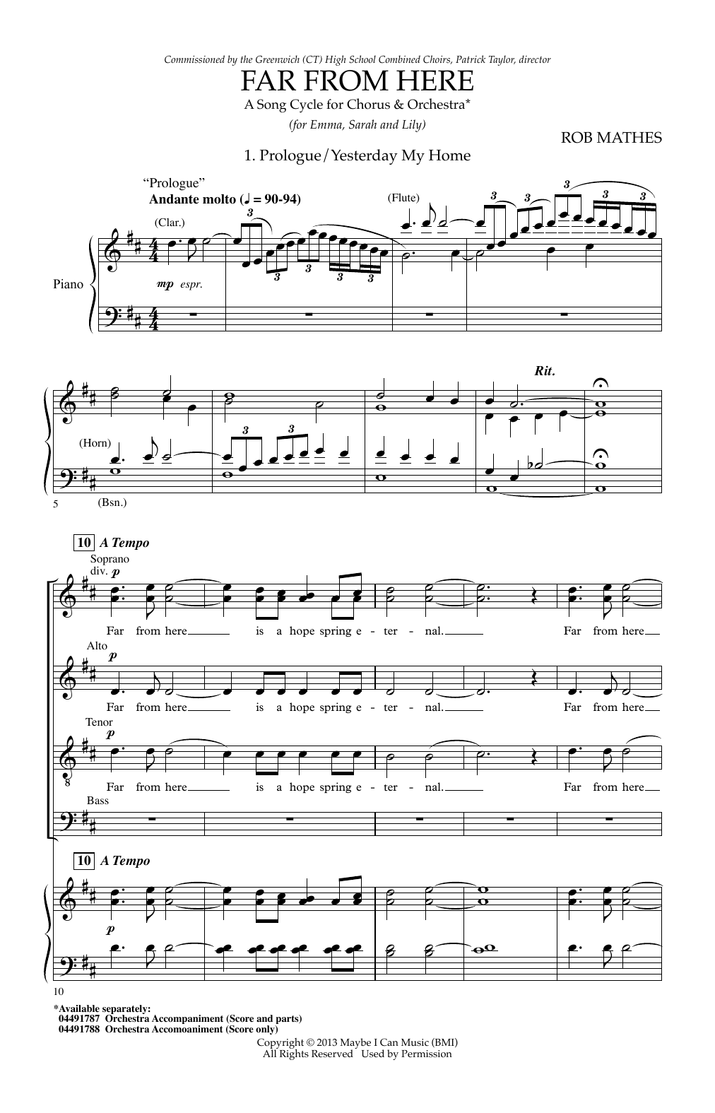 Rob Mathes Far From Here sheet music notes and chords arranged for SATB Choir