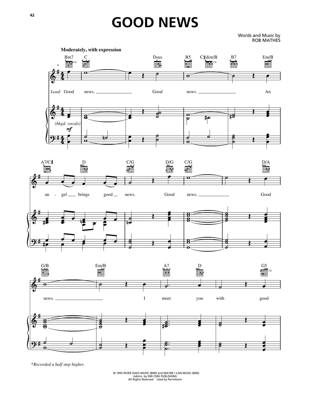 Rob Mathes Good News sheet music notes and chords arranged for Piano, Vocal & Guitar Chords (Right-Hand Melody)