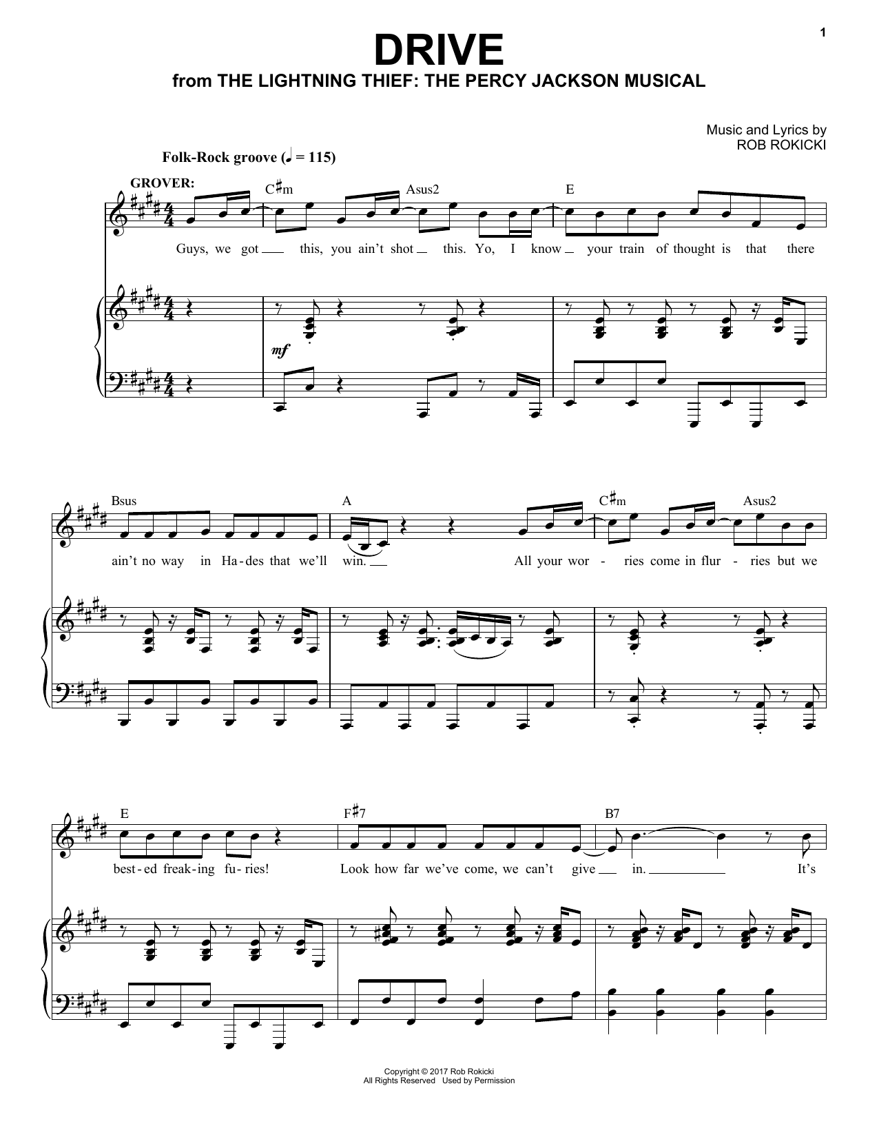 Rob Rokicki Drive (from The Lightning Thief: The Percy Jackson Musical) sheet music notes and chords arranged for Piano & Vocal