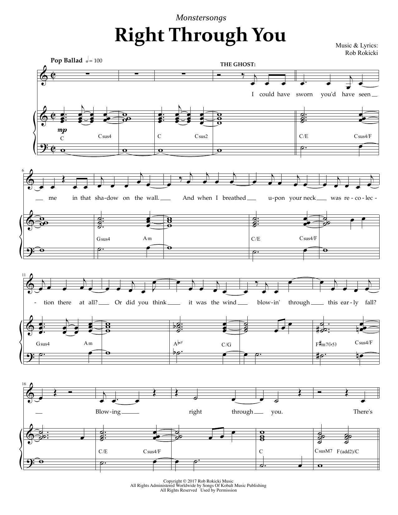 Rob Rokicki Right Through You (from Monstersongs) sheet music notes and chords arranged for Piano & Vocal